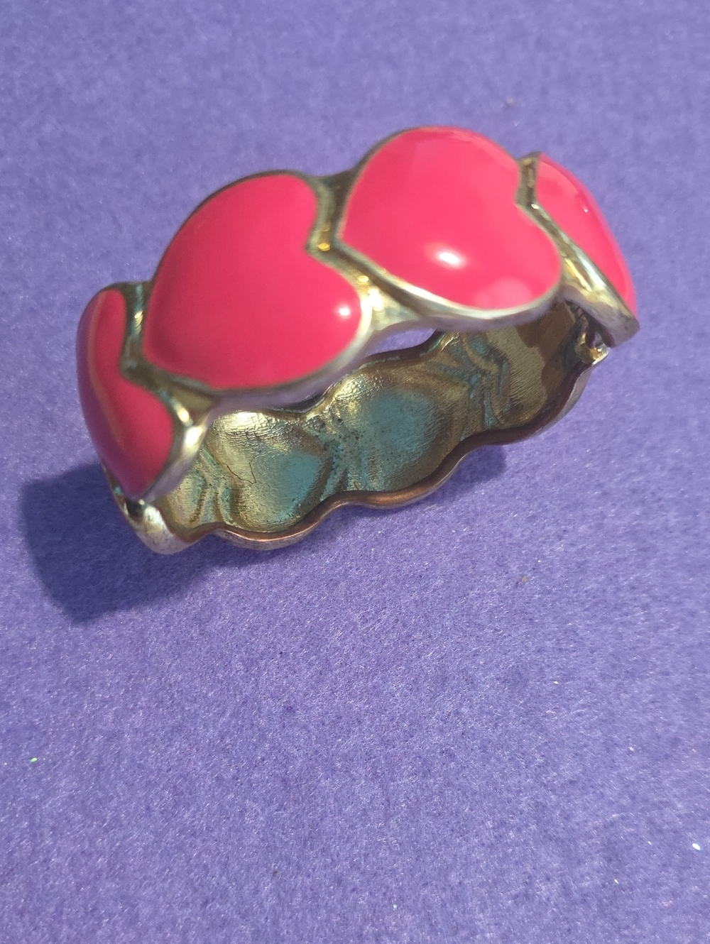 Besty Johnson Pink Heart Enamel Bracelet - Women Jewelry